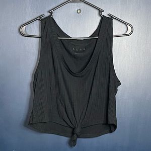 Aeropostale size L black ribbed crop tank with front knot tie. Excellent cond